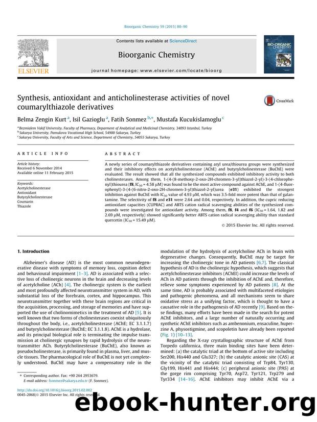 Synthesis, antioxidant and anticholinesterase activities of novel coumarylthiazole derivatives by Belma Zengin Kurt & Isil Gazioglu & Fatih Sonmez & Mustafa Kucukislamoglu