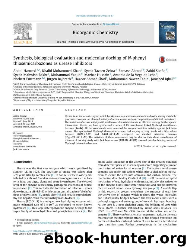 Synthesis, biological evaluation and molecular docking of N-phenyl thiosemicarbazones as urease inhibitors by unknow
