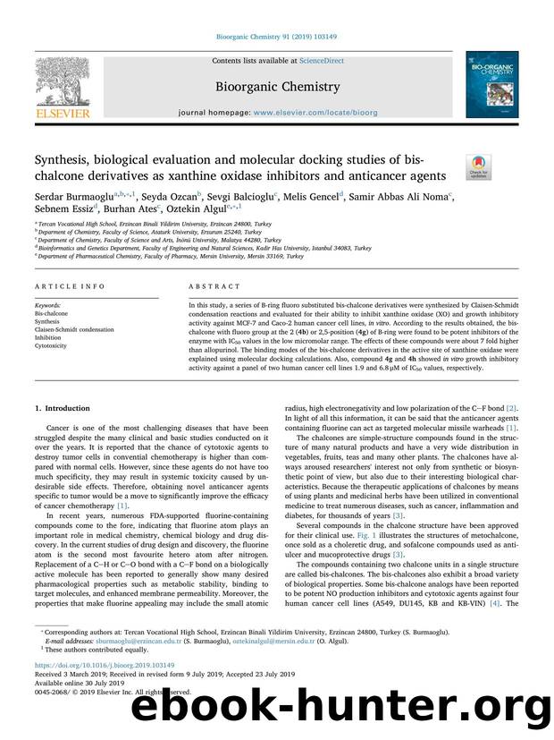 Synthesis, biological evaluation and molecular docking studies of bis-chalcone derivatives as xanthine oxidase inhibitors and anticancer agents by unknow