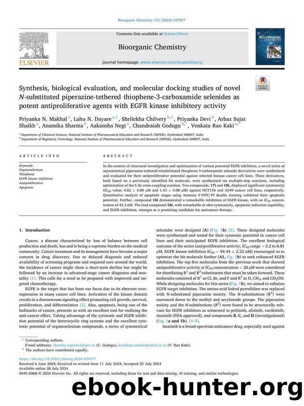 Synthesis, biological evaluation, and molecular docking studies of novel N -substituted piperazine-tethered thiophene-3-carboxamide selenides as potent antiproliferative agents wit by unknow
