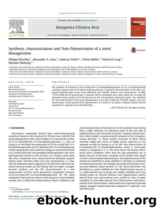 Synthesis, characterization and Twin Polymerization of a novel dioxagermine by unknow