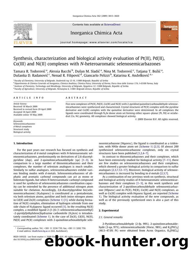 Synthesis, characterization and biological activity evaluation of Pt(II), Pd(II), Co(III) and Ni(II) complexes with N-heteroaromatic selenosemicarbazones by unknow