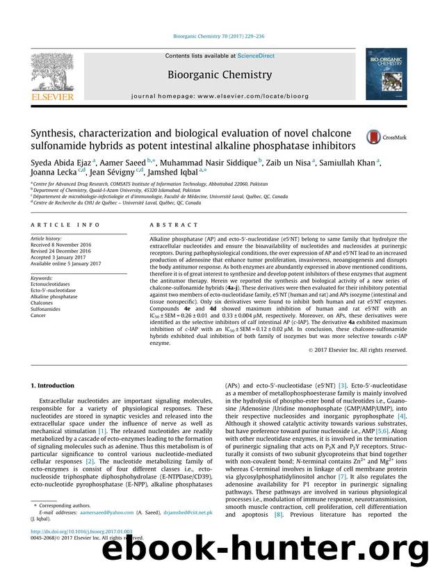 Synthesis, characterization and biological evaluation of novel chalcone sulfonamide hybrids as potent intestinal alkaline phosphatase inhibitors by unknow