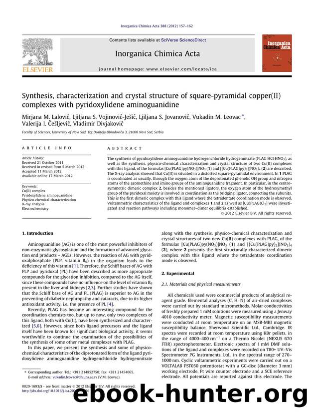 Synthesis, characterization and crystal structure of square-pyramidal copper(II) complexes with pyridoxylidene aminoguanidine by unknow