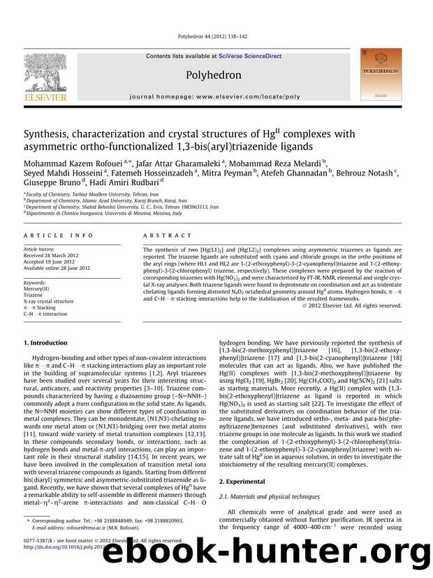 Synthesis, characterization and crystal structures of HgII complexes with asymmetric ortho-functionalized 1,3-bis(aryl)triazenide ligands by unknow