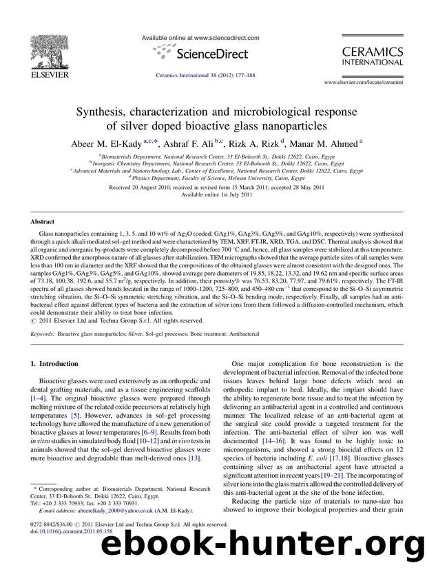 Synthesis, characterization and microbiological response of silver doped bioactive glass nanoparticles by Abeer M. El-Kady