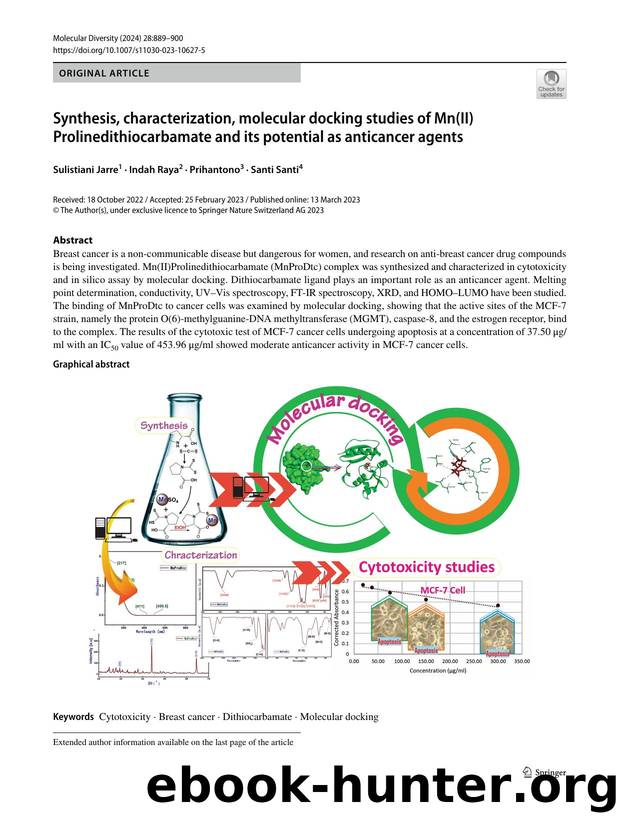 Synthesis, characterization, molecular docking studies of Mn(II)Prolinedithiocarbamate and its potential as anticancer agents by Sulistiani Jarre & Indah Raya & Indah Prihantono & Santi Santi
