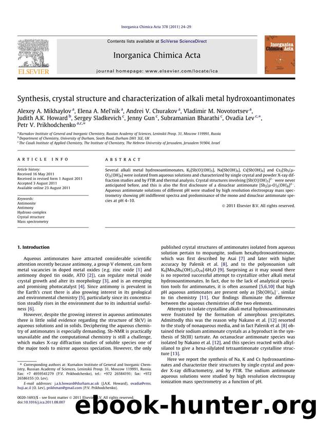 Synthesis, crystal structure and characterization of alkali metal hydroxoantimonates by unknow