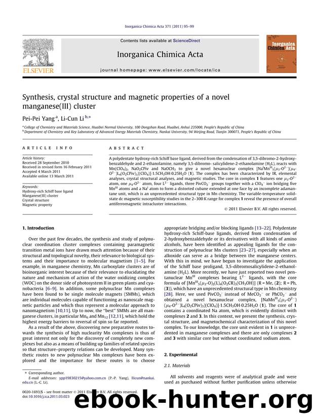 Synthesis, crystal structure and magnetic properties of a novel manganese(III) cluster by Pei-Pei Yang & Li-Cun Li