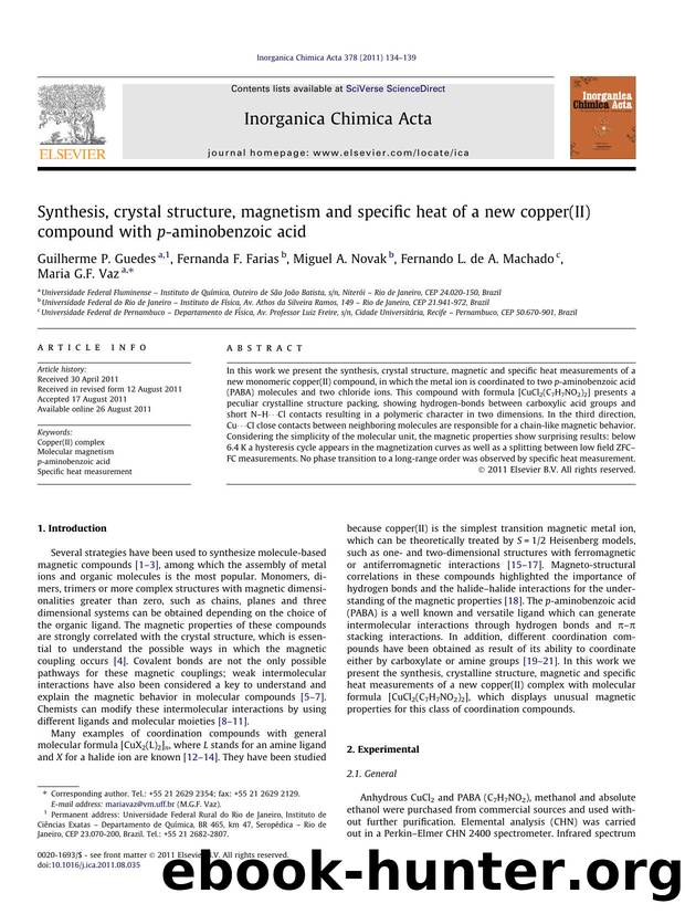 Synthesis, crystal structure, magnetism and specific heat of a new copper(II) compound with p-aminobenzoic acid by unknow
