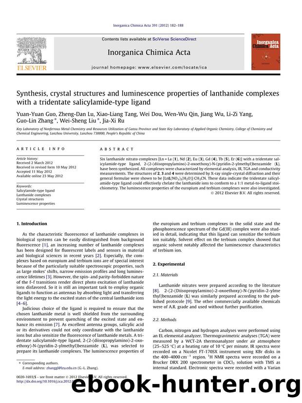 Synthesis, crystal structures and luminescence properties of lanthanide complexes with a tridentate salicylamide-type ligand by unknow