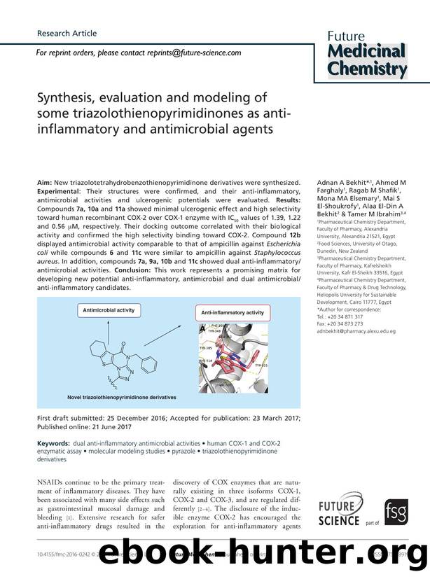 Synthesis, evaluation and modeling of some triazolothienopyrimidinones as anti-inflammatory and antimicrobial agents by Adnan A Bekhit