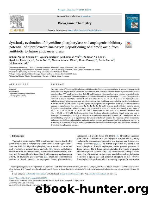 Synthesis, evaluation of thymidine phosphorylase and angiogenic inhibitory potential of ciprofloxacin analogues_ Repositioning of ciprofloxacin from antibiotic to future anticancer drugs by unknow