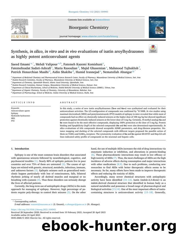 Synthesis, in silico , in vitro and in vivo evaluations of isatin aroylhydrazones as highly potent anticonvulsant agents by unknow