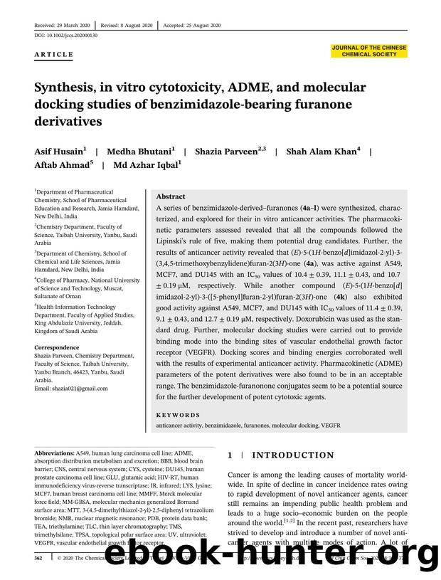 Synthesis, in vitro cytotoxicity, ADME and molecular docking studies of benzimidazole bearing furanone derivatives by Unknown