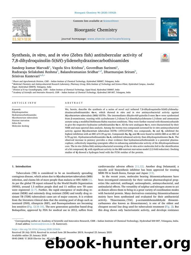 Synthesis, in vitro, and in vivo (Zebra fish) antitubercular activity of 7,8-dihydroquinolin-5(6H)-ylidenehydrazinecarbothioamides by unknow