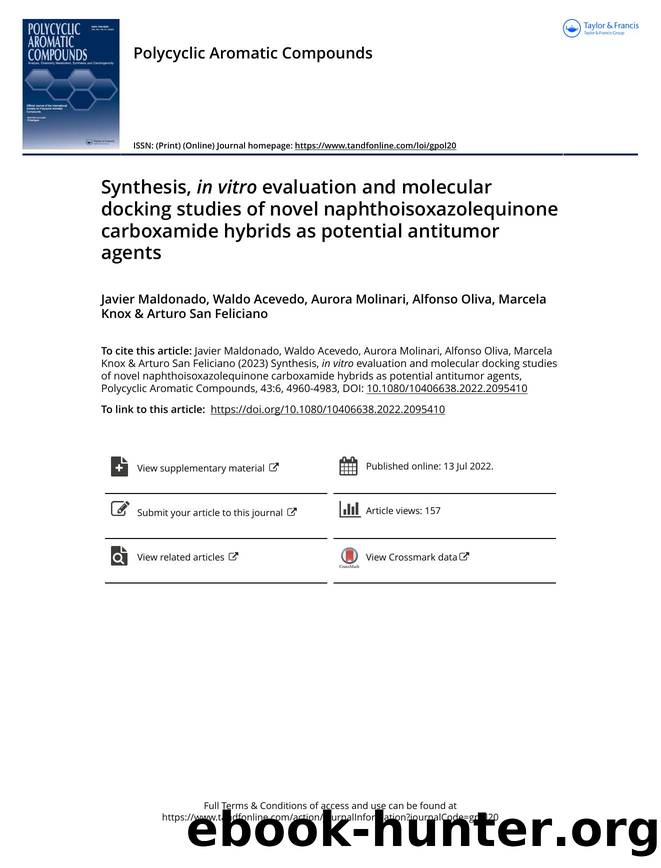 Synthesis, inÂ vitro evaluation and molecular docking studies of novel naphthoisoxazolequinone carboxamide hybrids as potential antitumor agents by unknow