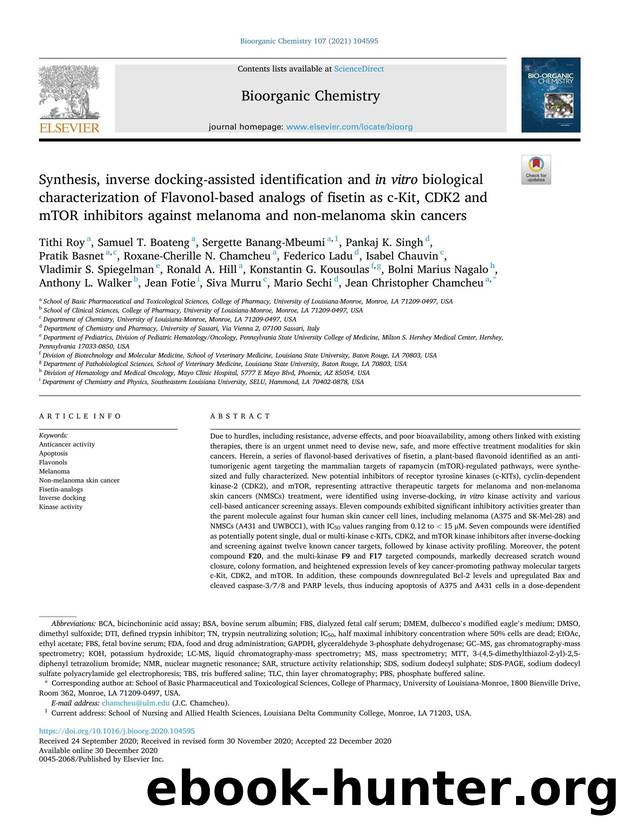Synthesis, inverse docking-assisted identification and in vitro biological characterization of Flavonol-based analogs of fisetin as c-Kit, CDK2 and mTOR inhibitors against melanoma by unknow