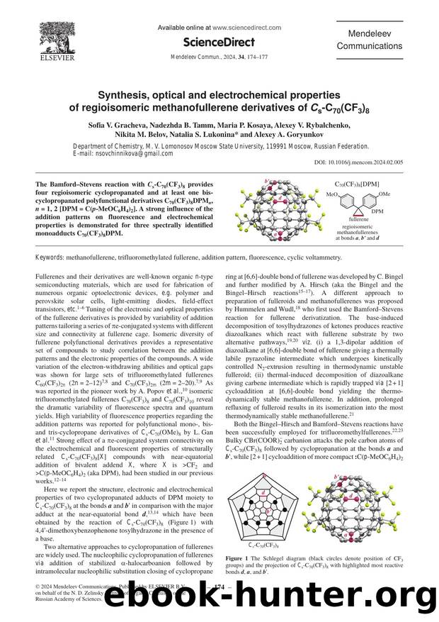 Synthesis, optical and electrochemical properties of regioisomeric methanofullerene derivatives of Cs-C70(CF3)8 by unknow