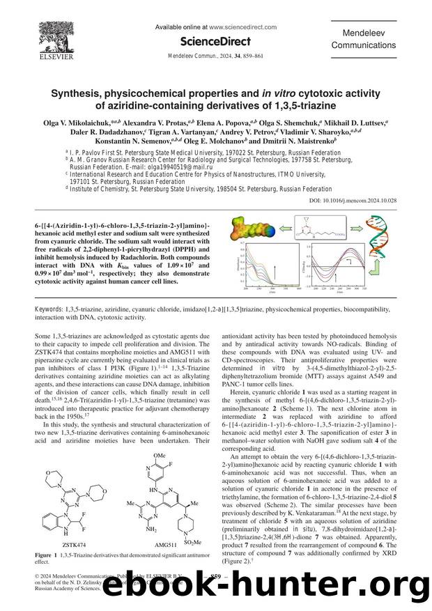Synthesis, physicochemical properties and in vitro cytotoxic activity of aziridine-containing derivatives of 1,3,5-triazine by unknow