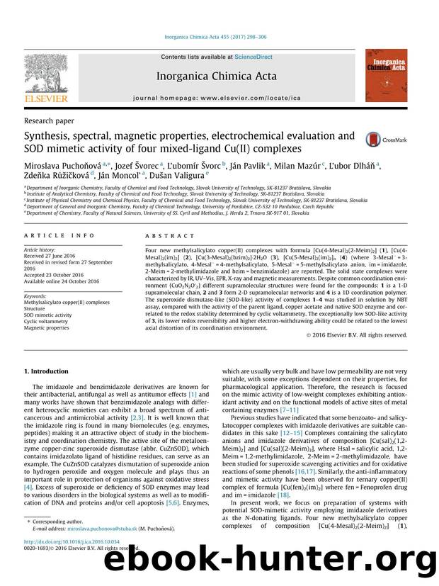 Synthesis, spectral, magnetic properties, electrochemical evaluation and SOD mimetic activity of four mixed-ligand Cu(II) complexes by unknow