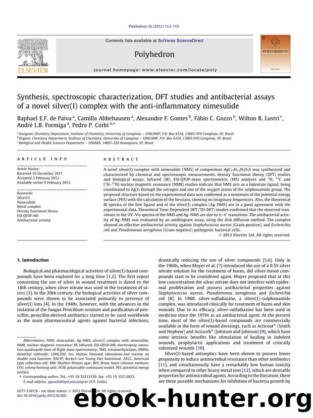 Synthesis, spectroscopic characterization, DFT studies and antibacterial assays of a novel silver(I) complex with the anti-inflammatory nimesulide by unknow