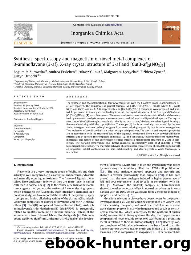 Synthesis, spectroscopy and magnetism of novel metal complexes of 3-aminoflavone (3-af). X-ray crystal structure of 3-af and [Cu(3-af)2(NO3)2] by unknow