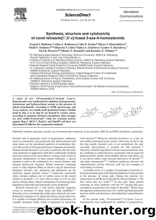 Synthesis, structure and cytotoxicity of novel tetrazolo[1â,5â-c]-fused 3-aza-A-homosteroids by unknow