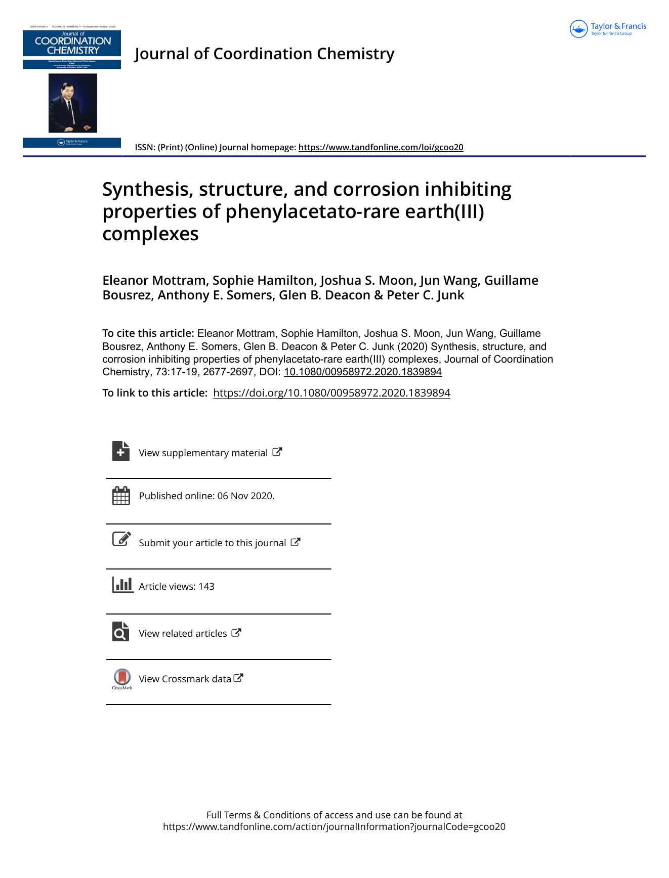 Synthesis, structure, and corrosion inhibiting properties of phenylacetato-rare earth(III) complexes by unknow