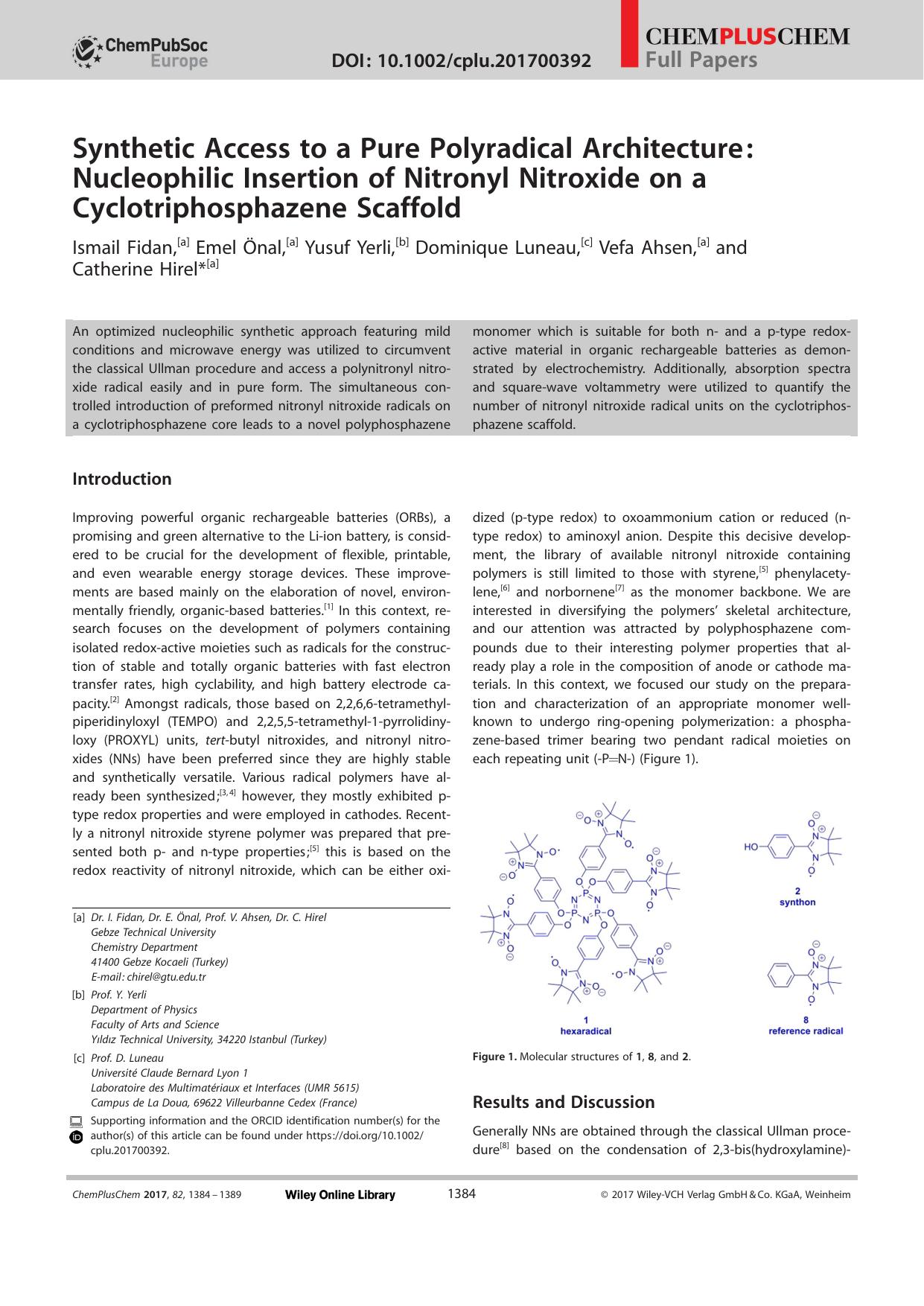 Synthetic Access to a Pure Polyradical Architecture: Nucleophilic Insertion of Nitronyl Nitroxide on a Cyclotriphosphazene Scaffold by Unknown