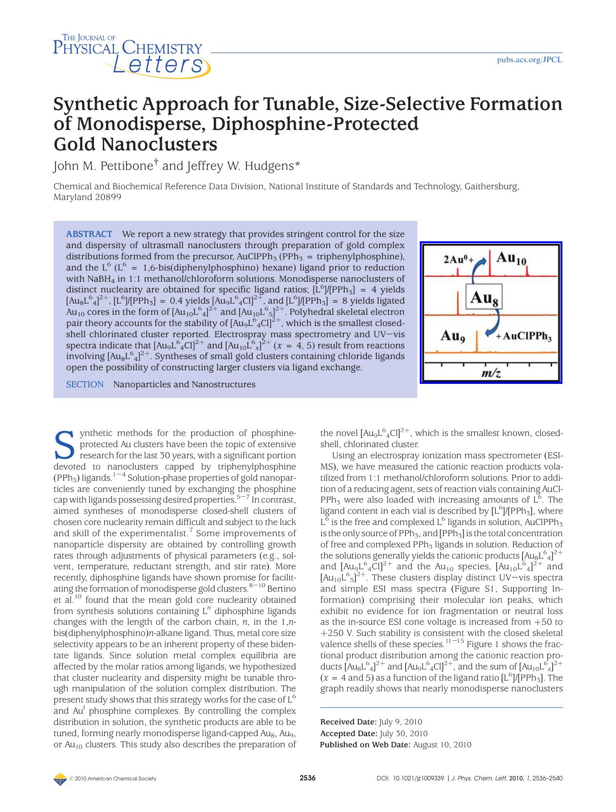 Synthetic Approach for Tunable, Size-Selective Formation of Monodisperse, Diphosphine-Protected Gold Nanoclusters by Unknown