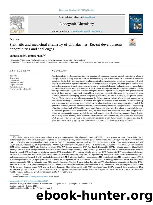 Synthetic and medicinal chemistry of phthalazines: Recent developments, opportunities and challenges by Sumera Zaib & Imtiaz Khan