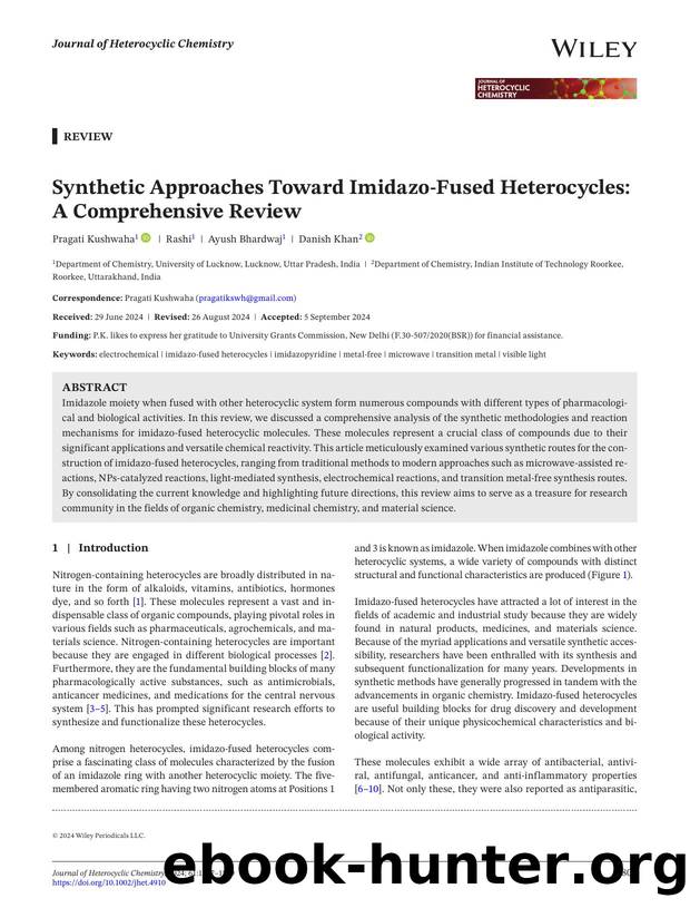 Synthetic approaches towards ImidazoâFused Heterocycles: A Comprehensive Review by Unknown