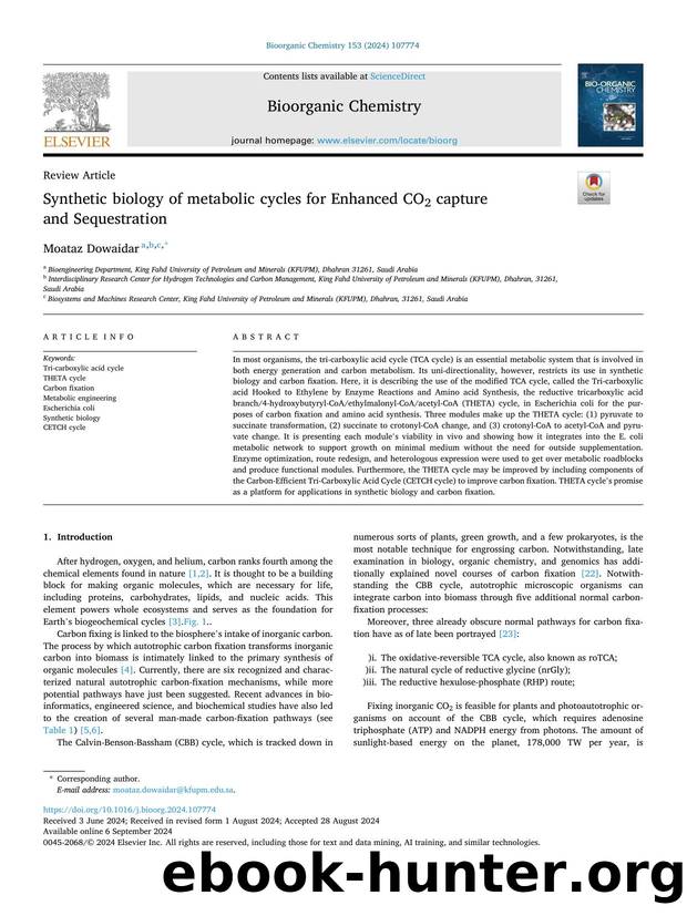 Synthetic biology of metabolic cycles for Enhanced CO2 capture and Sequestration by Moataz Dowaidar