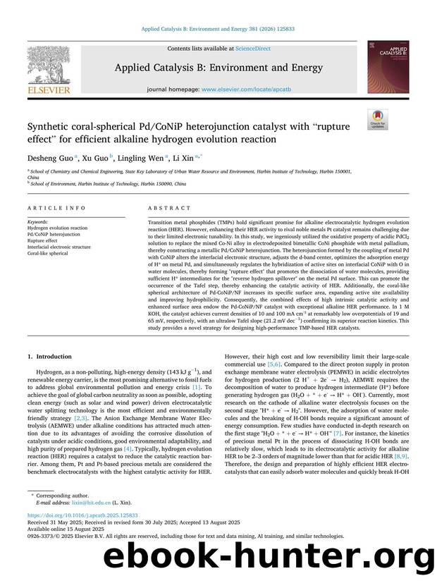 Synthetic coral-spherical PdCoNiP heterojunction catalyst with ârupture effectâ for efficient alkaline hydrogen evolution reaction by Desheng Guo & Xu Guo & Lingling Wen & Li Xin