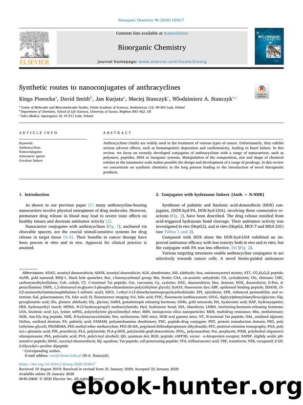Synthetic routes to nanoconjugates of anthracyclines by Kinga Piorecka & David Smith & Jan Kurjata & Maciej Stanczyk & Wlodzimierz A. Stanczyk