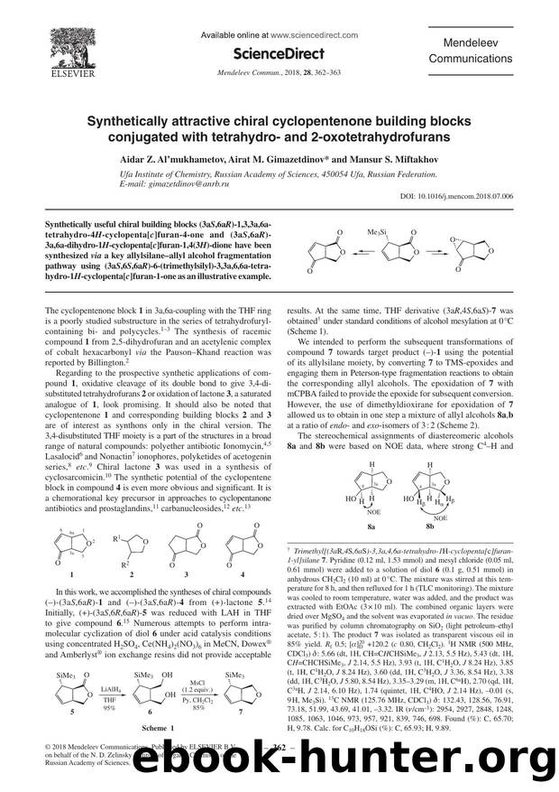 Synthetically attractive chiral cyclopentenone building blocks conjugated with tetrahydro- and 2-oxotetrahydrofurans by Aidar Z. Al’mukhametov & Airat M. Gimazetdinov & Mansur S. Miftakhov