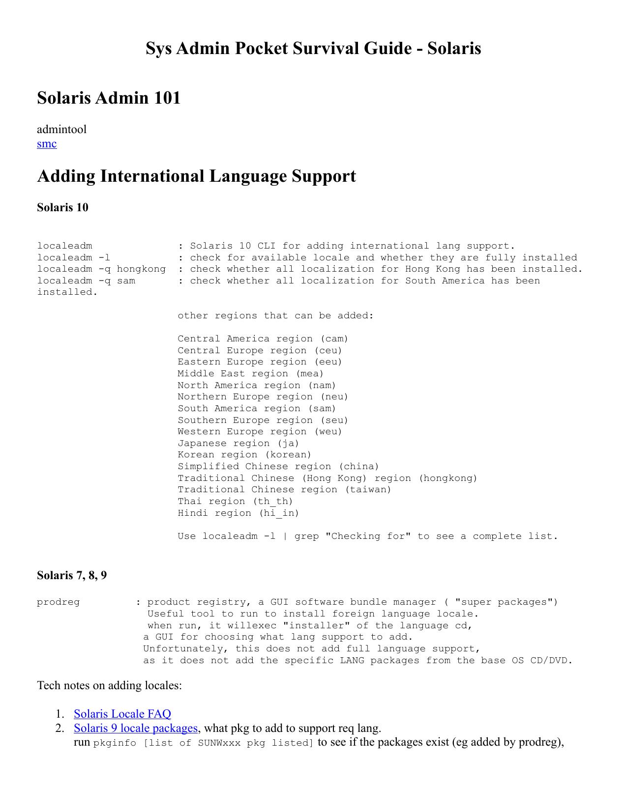 Sys Admin Pocket Survival Guide - Solaris by n/a