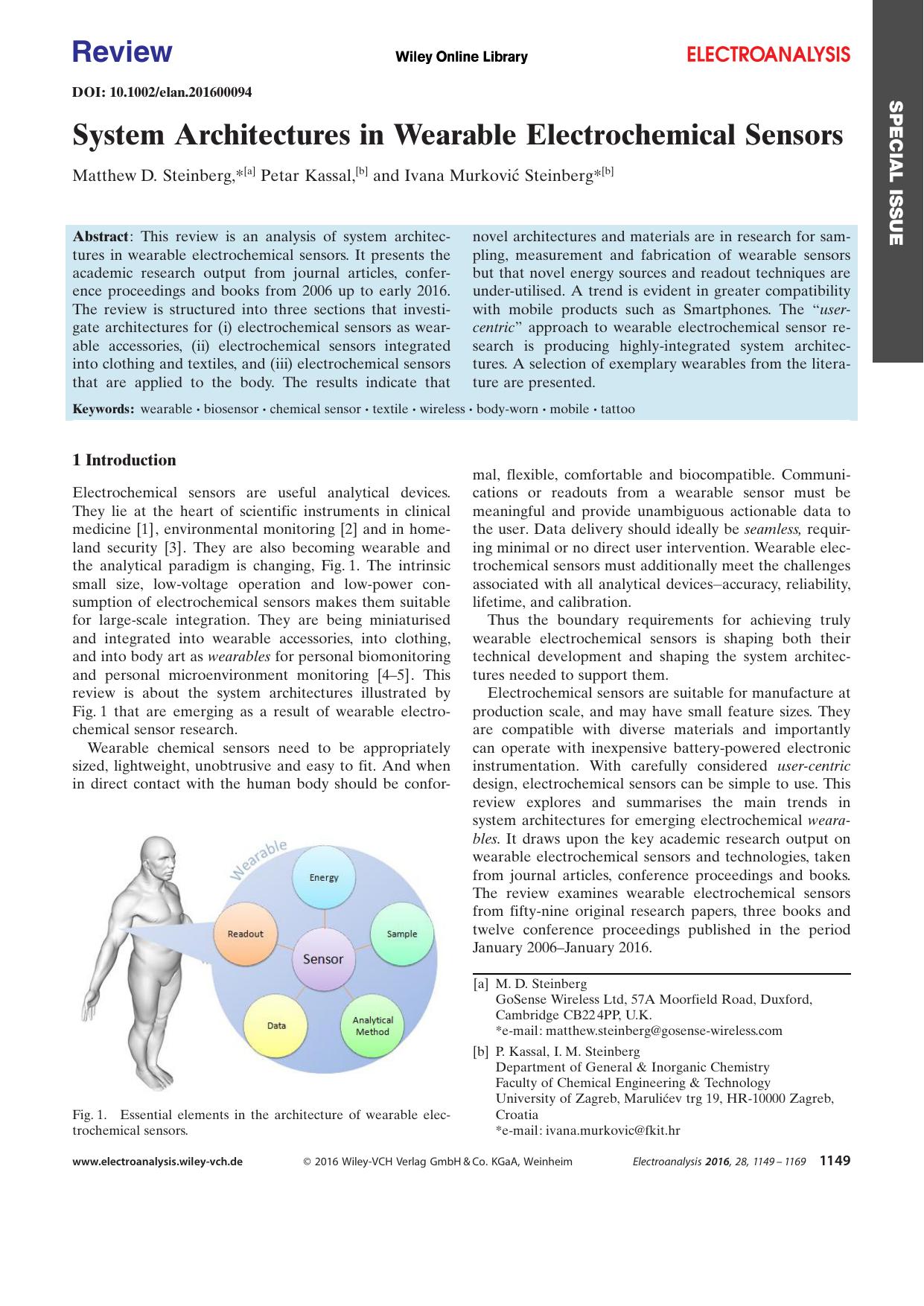 System Architectures in Wearable Electrochemical Sensors by Unknown