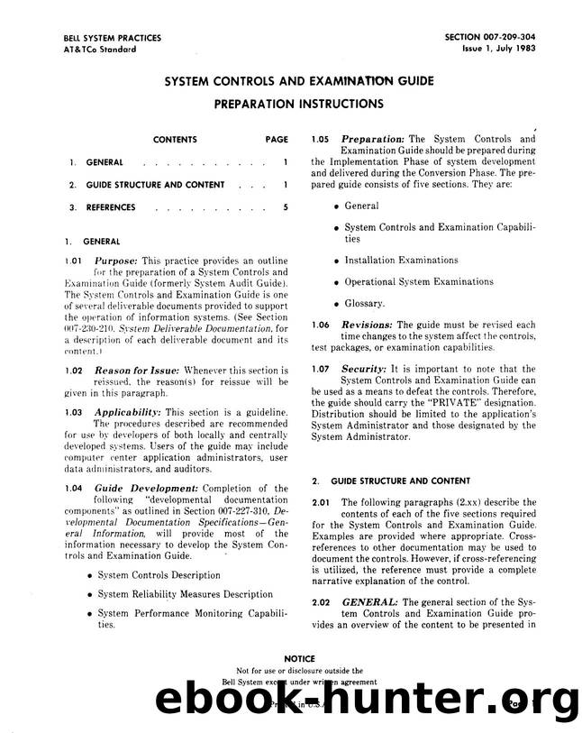 System Controls and Examination Guide Preparation Instructions by AT&&T |