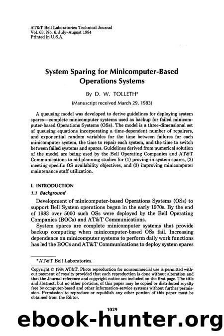 System Sparing for MinicomputerBased Operations Systems by Unknown