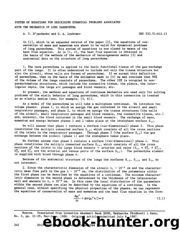 System of equations for describing dynamical problems associated with the mechanics of lung parenchyma by Unknown