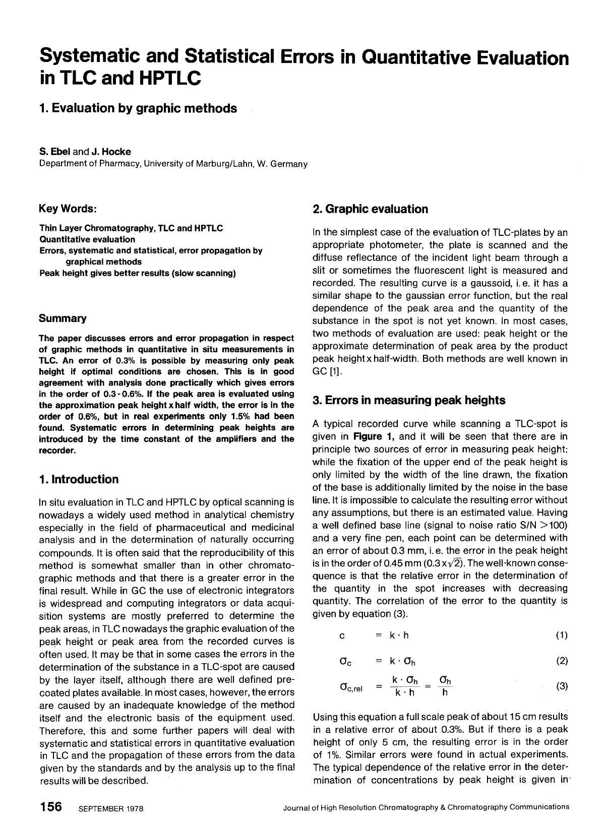 Systematic and statistical errors in quantitative evaluation in TLC and HPTLC. 1. Evaluation by graphic methods by Unknown