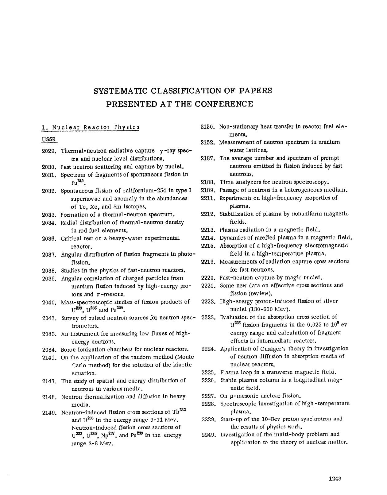 Systematic classification of papers presented at the conference by Unknown