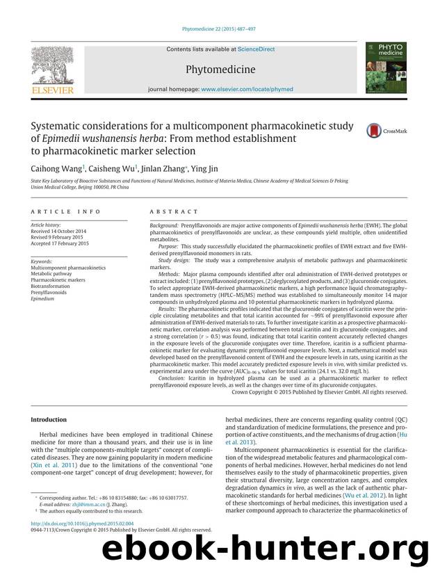 Systematic considerations for a multicomponent pharmacokinetic study of Epimedii wushanensis herba: From method establishment to pharmacokinetic marker selection by Caihong Wang & Caisheng Wu & Jinlan Zhang & Ying Jin