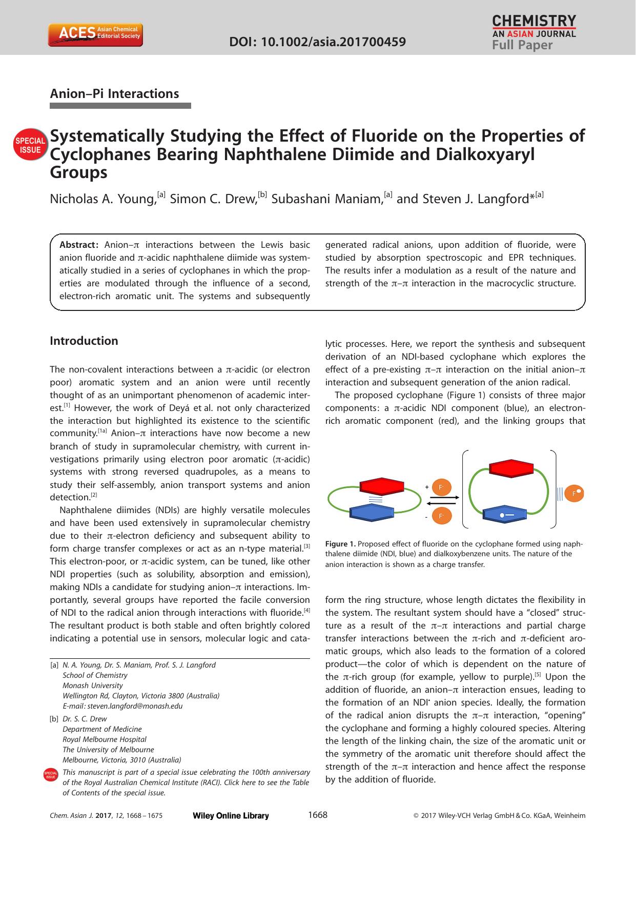 Systematically Studying the Effect of Fluoride on the Properties of Cyclophanes Bearing Naphthalene Diimide and Dialkoxyaryl Groups by Unknown