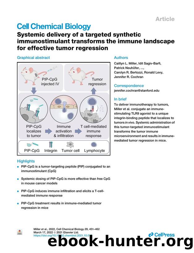 Systemic delivery of a targeted synthetic immunostimulant transforms the immune landscape for effective tumor regression by unknow