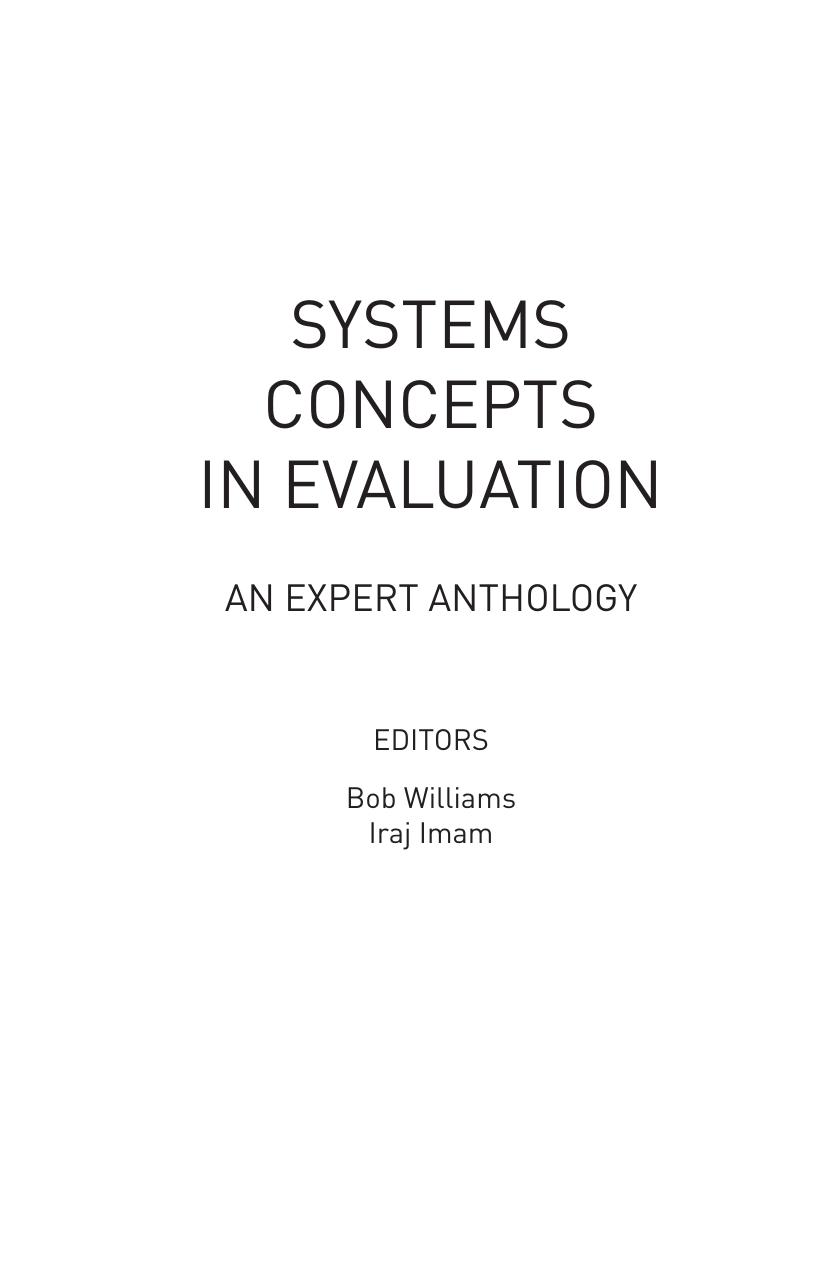 Systems Concepts in Evaluation: An Expert Anthology by Bob Williams Iraj Imam