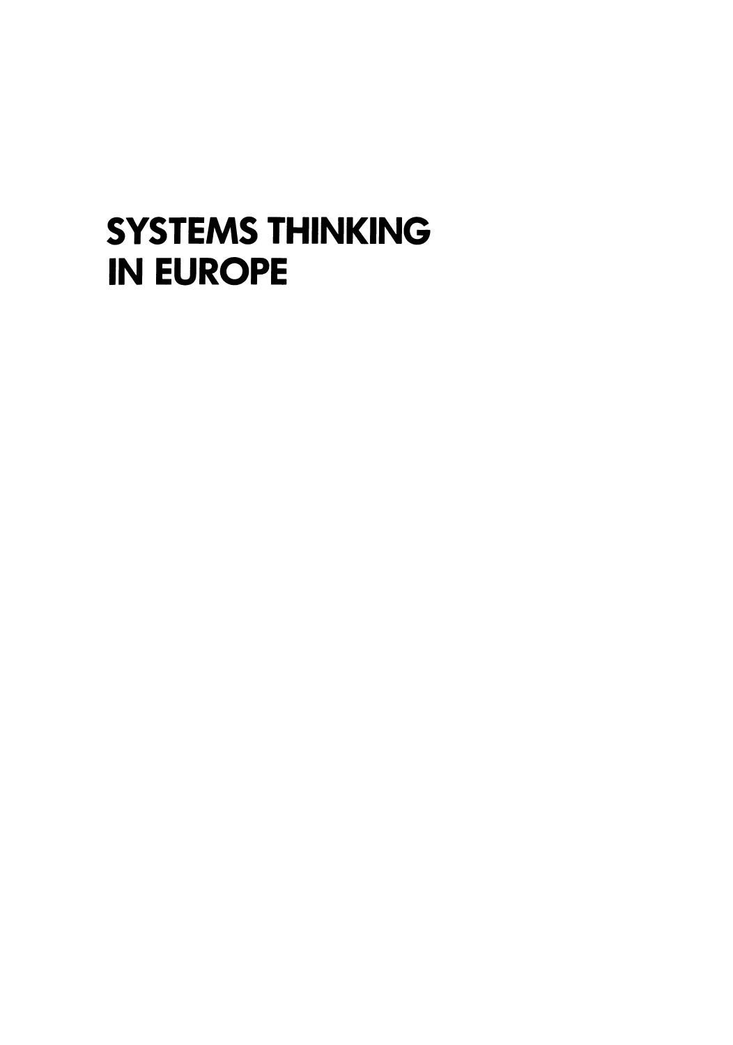 Systems Thinking in Europe by unknow