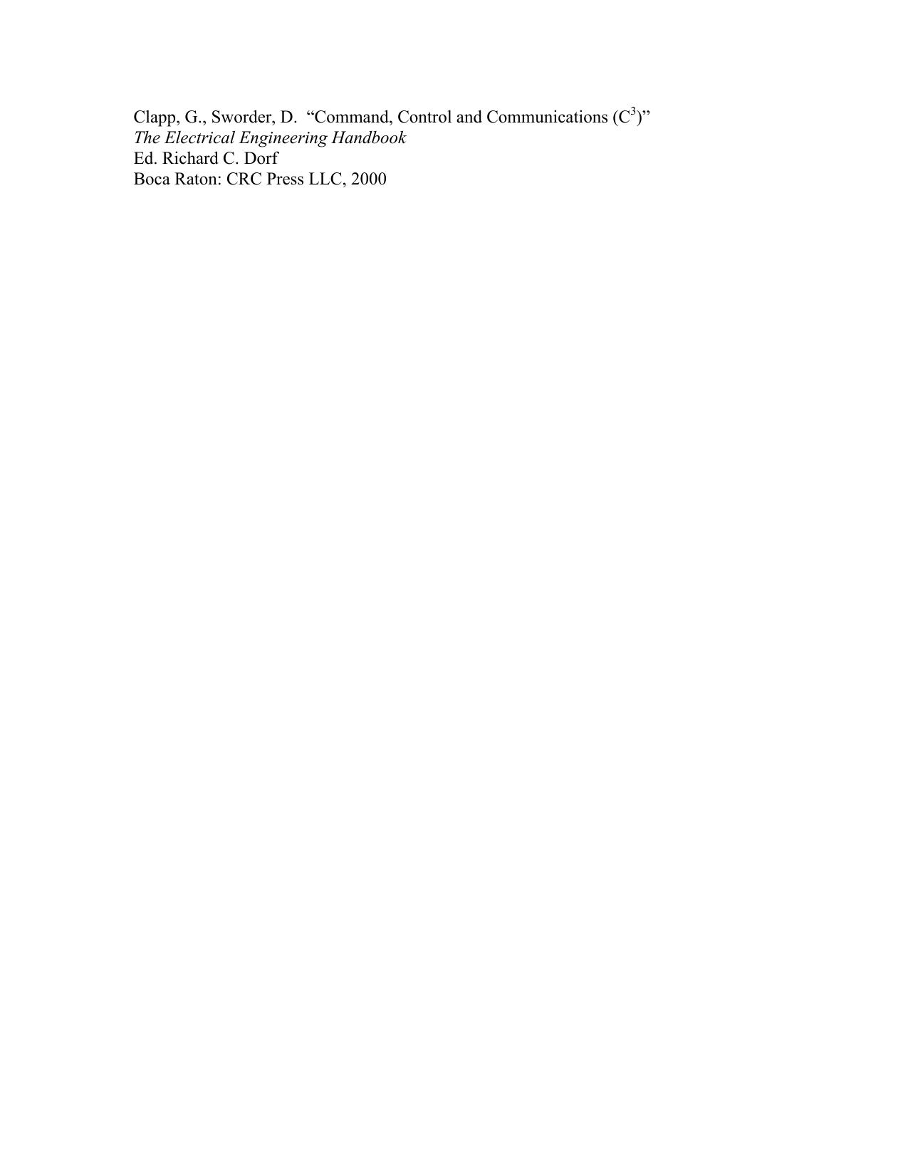 SystemsCommand, Control, and Communications (C3) by G. Clapp D. Sworder